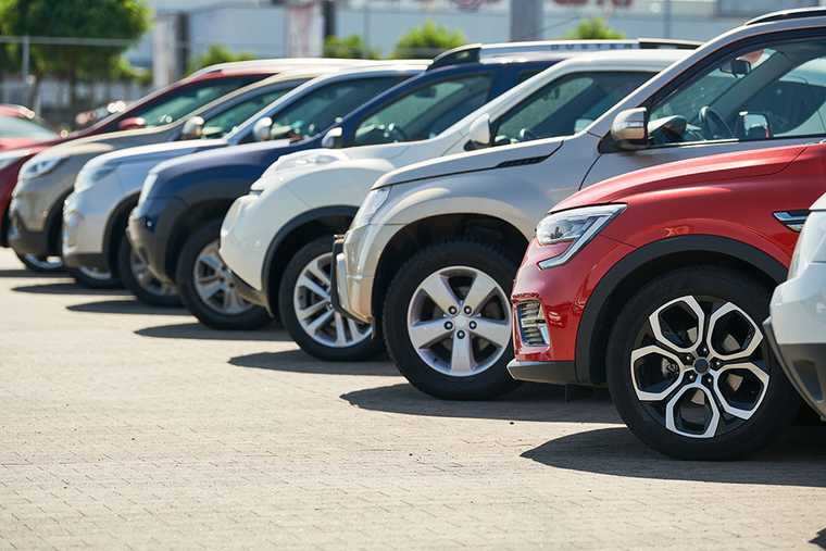 cars parking in a line